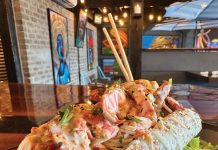 Hooked On Jupiter Debuts Naked Sushi Dog with spicy tuna and Maine lobster meat. Photo courtesy of Arthur Rivaldo